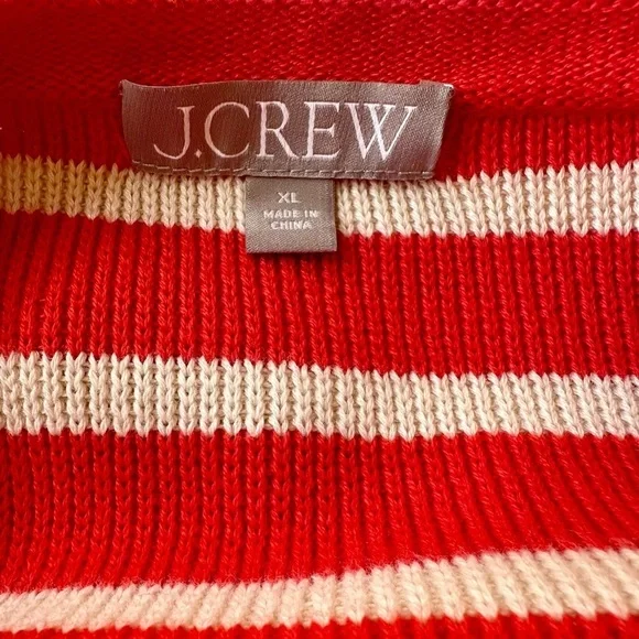 J. Crew “Emilie Sweater Lady Jacket” Red/Cream Stripe Size XL EUC! - Picture 7 of 8